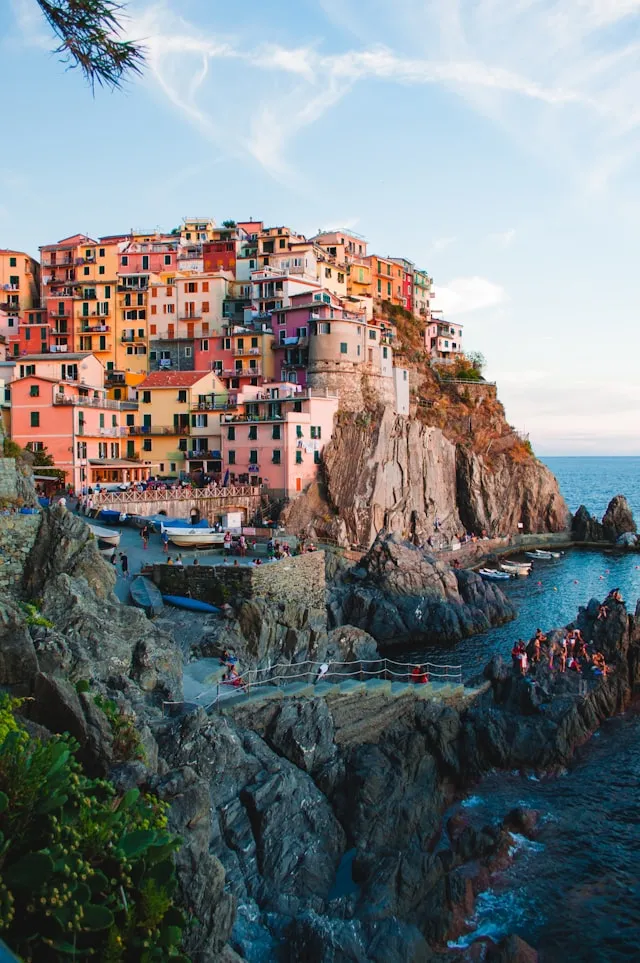 Coastal train near Cinque Terre, Italy