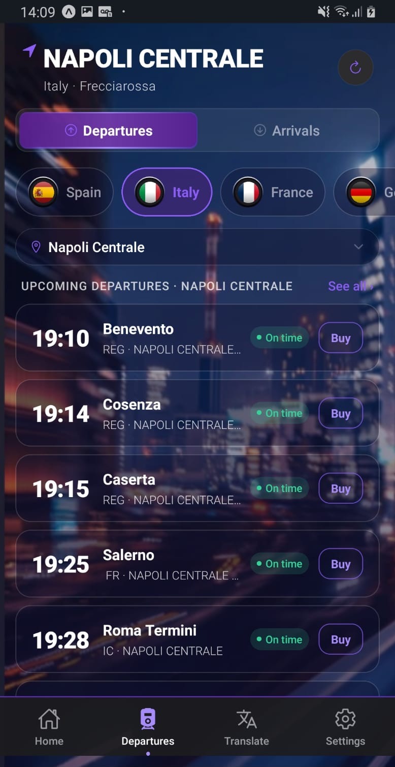 WoW Train — Departure board