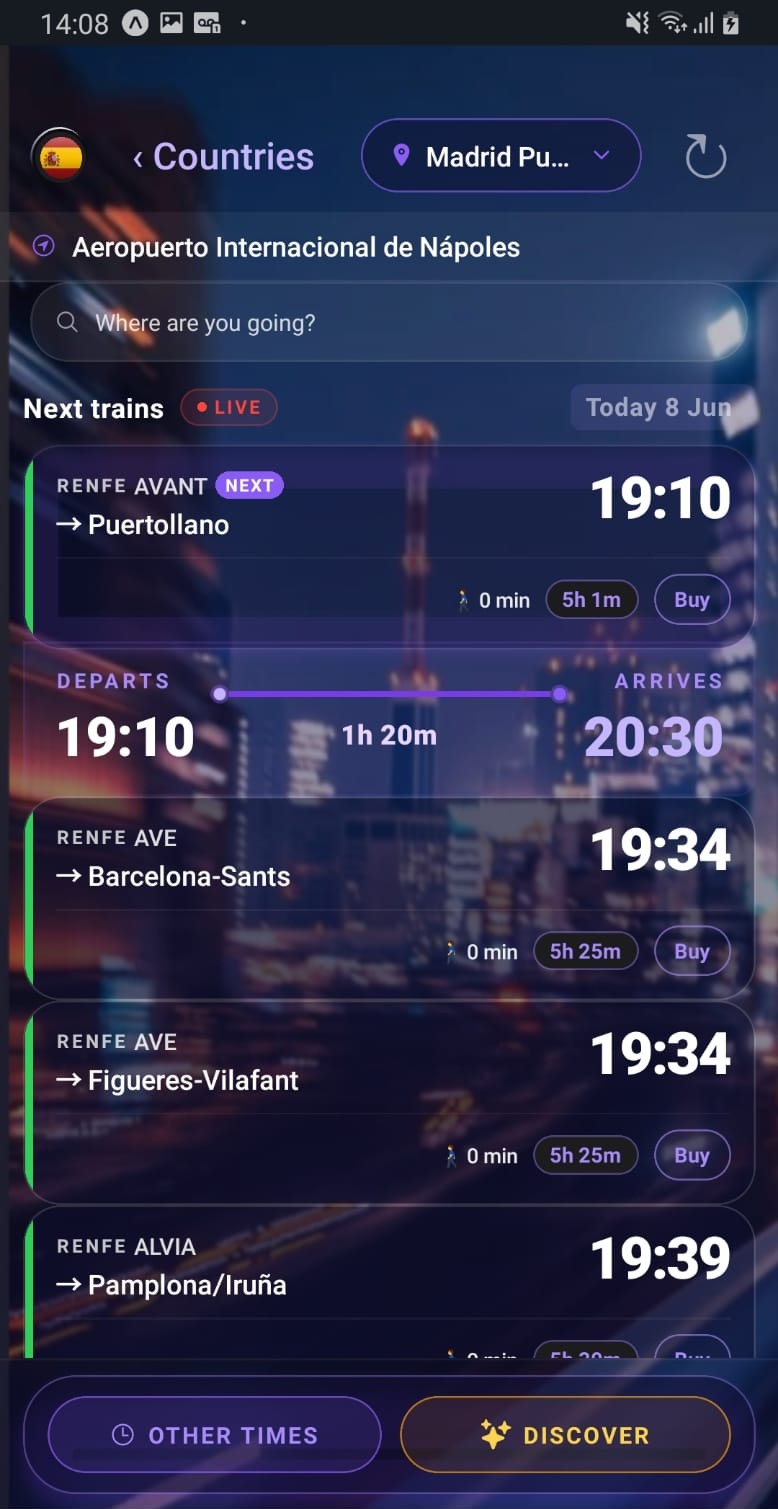 WoW Train — Live departures